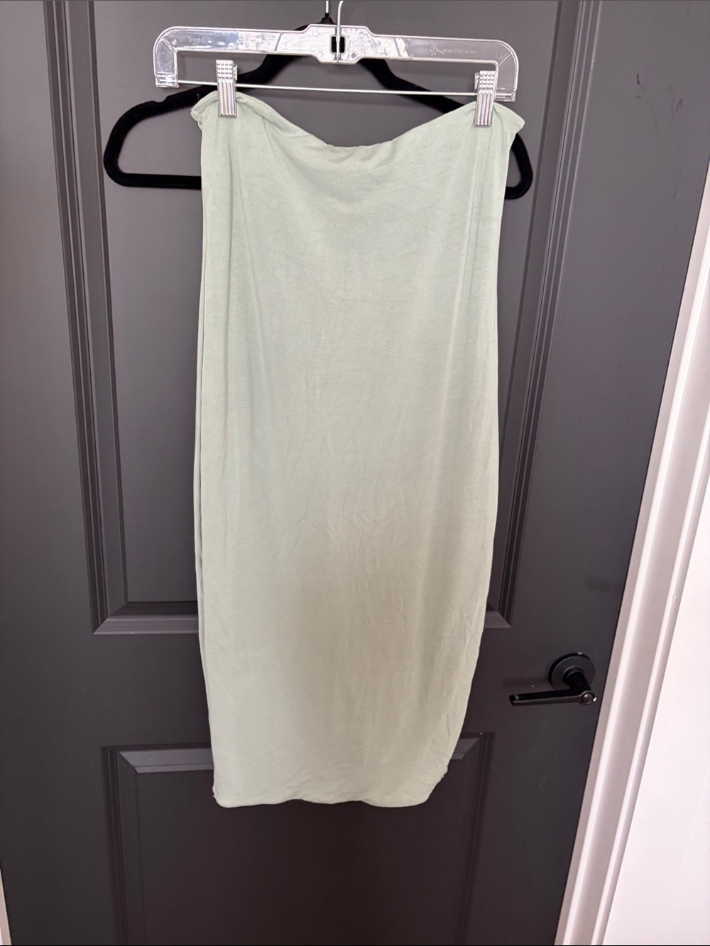 Oh Polly Sage Green Pencil Midi Skirt